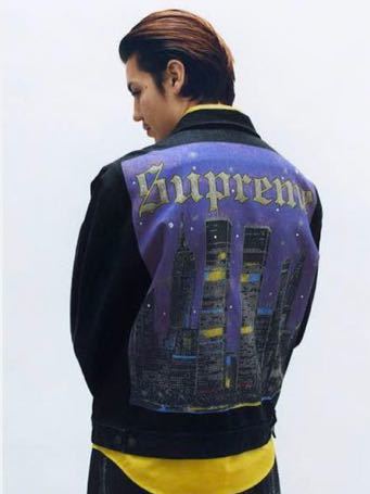新品】M Supreme New York Painted Trucker Jacket Black 新品】M Supreme New York Painted Trucker Jacket Black