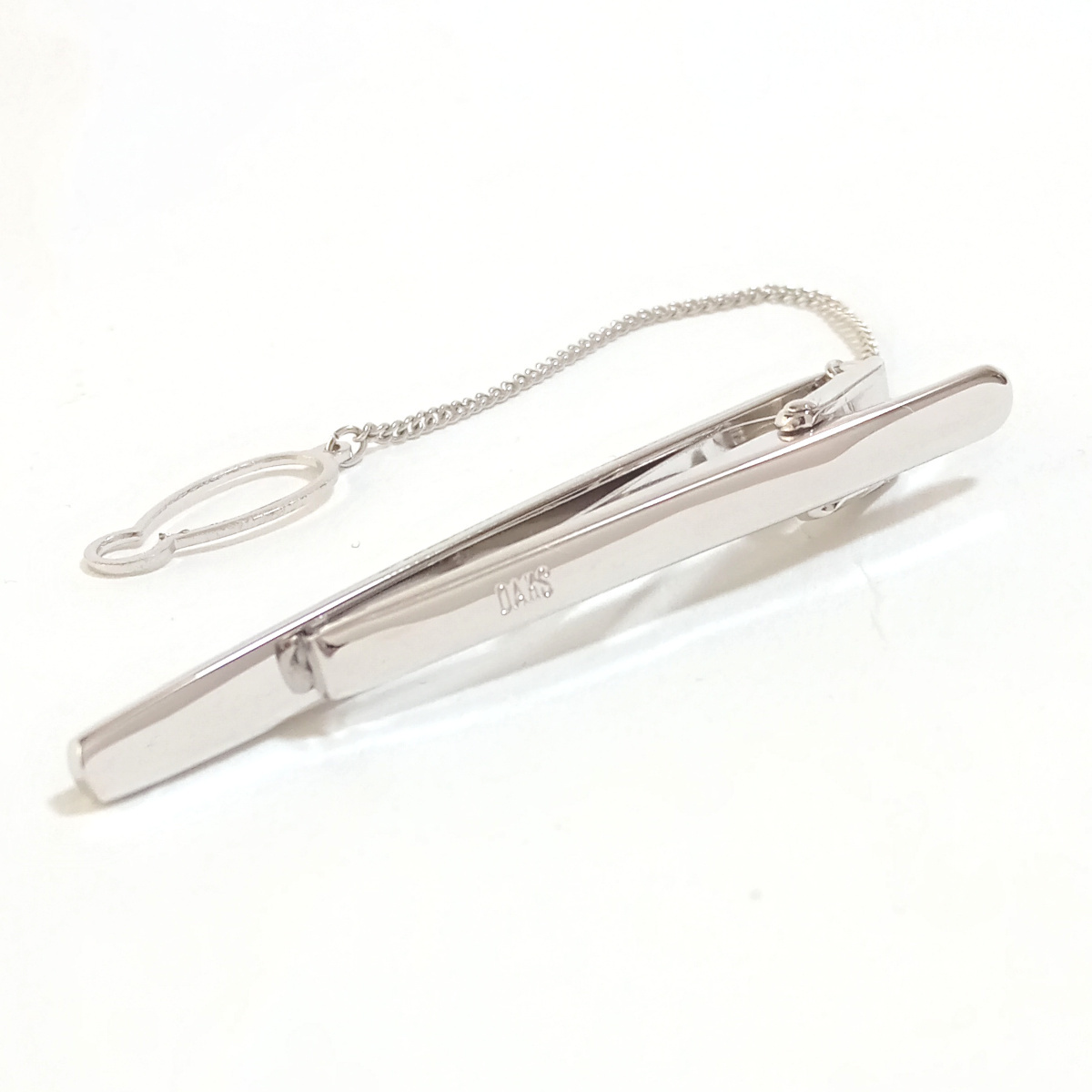 [dkt3] new goods DAKS Dux Thai bar necktie pin chain attaching silver × black onyx black / Thai clip 