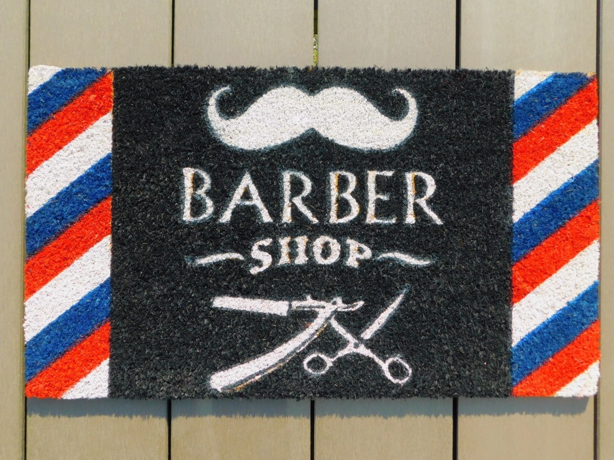 在庫処分します！【アメリカン コイヤーマット】※《BARBAR SHOP・床屋》玄関マット　アメリカン雑貨_画像2