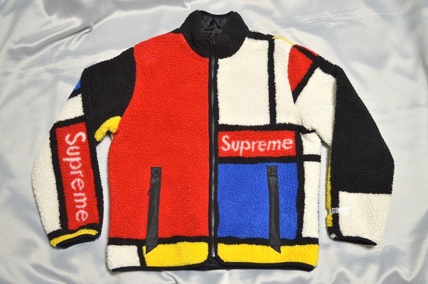 極美！ シュプリーム Supreme 20FW Reversible Color blocked Fleece Jacket S ボアフリースジャケット 女性にも モンドリアン