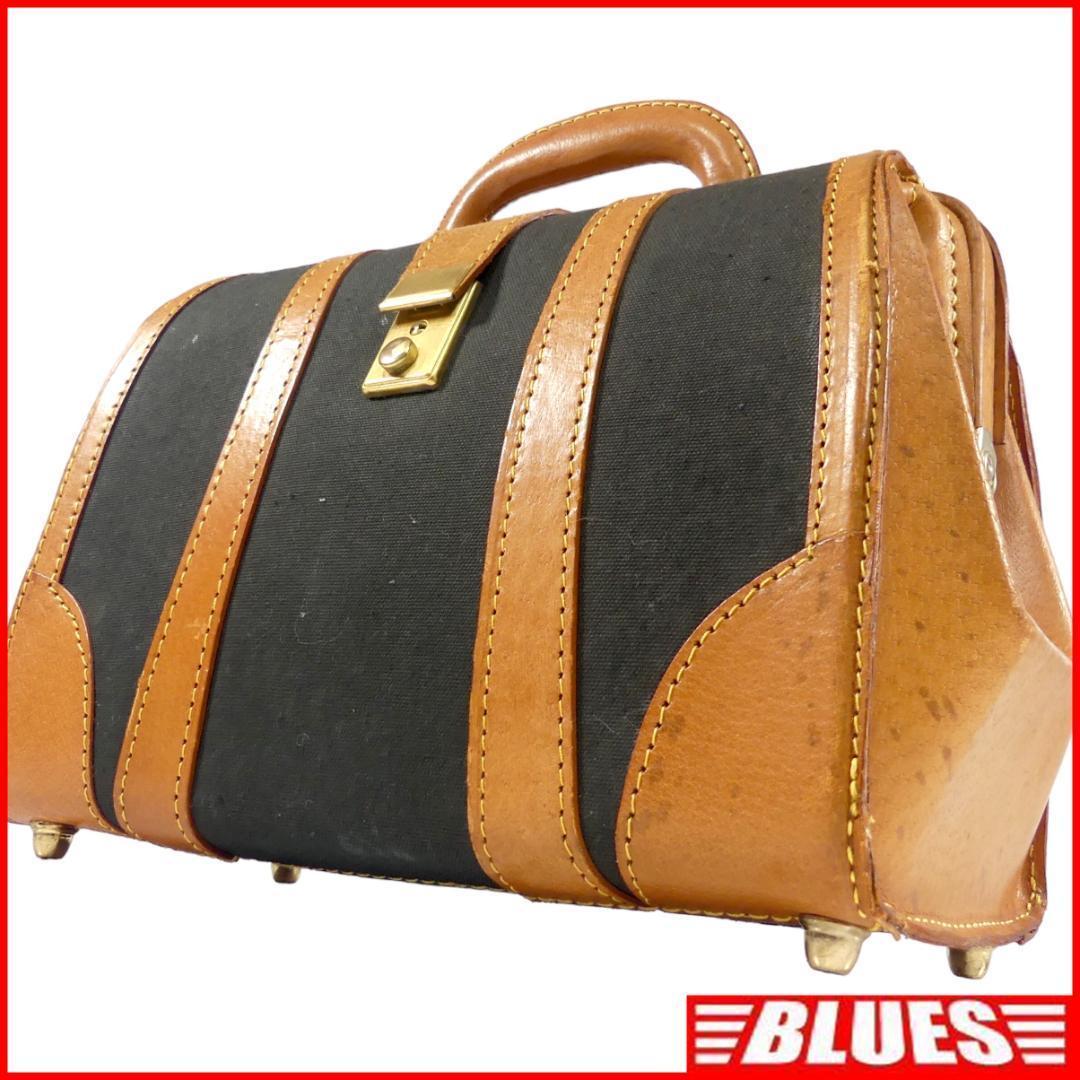  prompt decision *N.B.* leather antique manner dokta- bag black Camel original leather interior real leather trunk travel travel light weight Dulles bag key attaching 