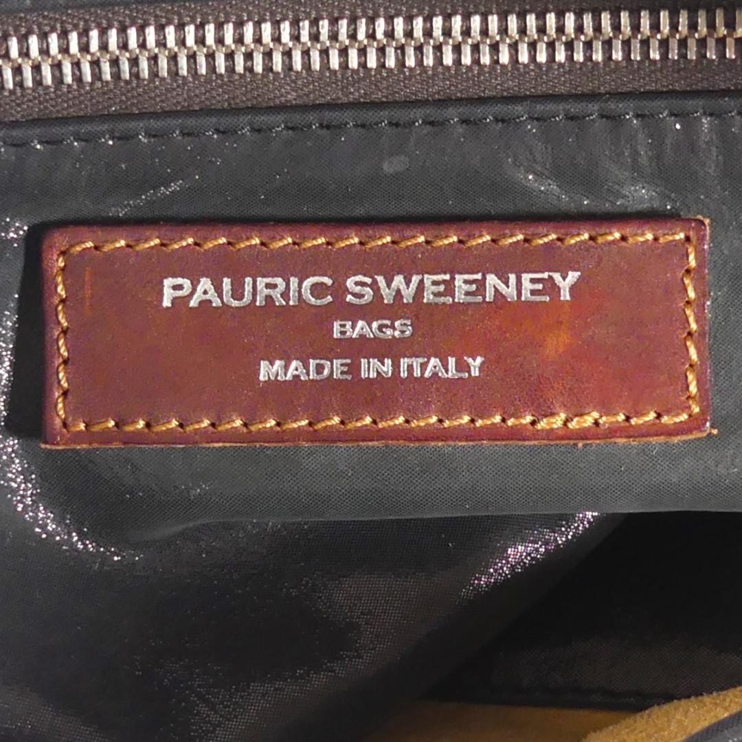 即決★イタリア製 Pauric Sweeney★オールレザートートバッグ ポーリック スウィーニー 銀 シルバー 本革 ハンドバッグ 本皮 旅行
