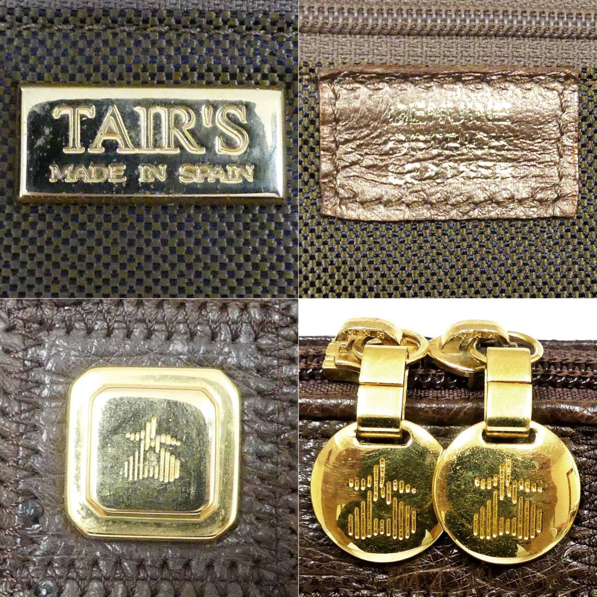 即決★スペイン製 TAIR'S★新品 オーストリッチ レザーボストンバッグ タイールズ メンズ 茶 本革 トラベル 本皮 ショルダーバッグ タグ付_画像9