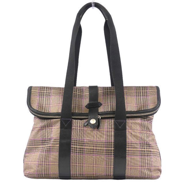 新品入荷 茶 ポールスミス Smith☆レザーコンビボストンバッグ 即決