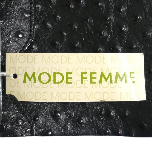 即決★MODE FEMME★未使用 オールレザーハンドバッグ モードフェミ 黒 オーストリッチ型押し 本革 手提げバッグ 本皮 鍵付き 旅行 カバン_画像10