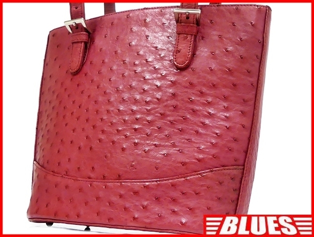  prompt decision *N.B.* leather handbag Ostrich men's red pink original leather tote bag real leather bag bag lady's handbag bag 