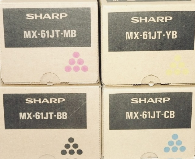 即決　送料無料　4色セットSHARP シャープ 純正トナー MX-61JT-BB/CB/MB/YB 未使用_画像1