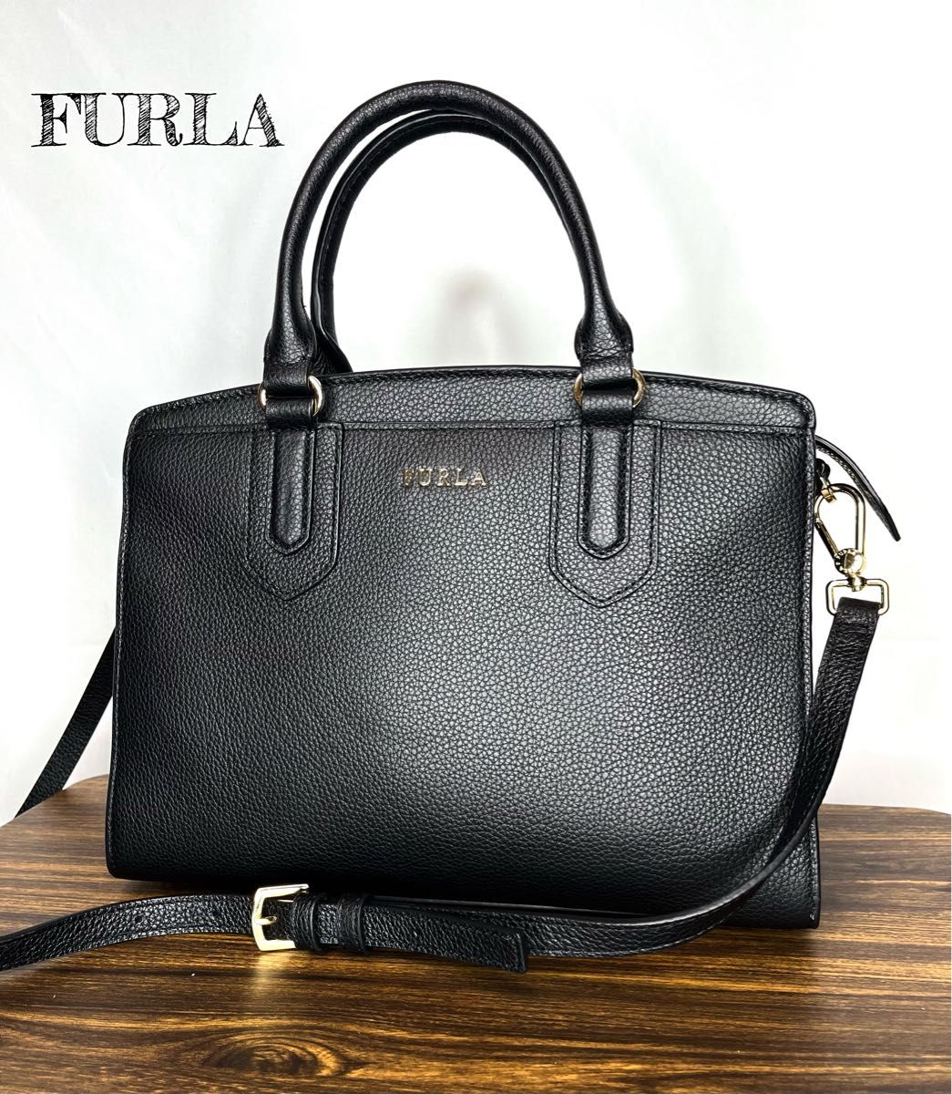 超美品☆ FURLA フルラ　NORAH S ショルダーバッグ　 黒 ブラック レザー 2wayバッグ　ハンドバッグ ノラ