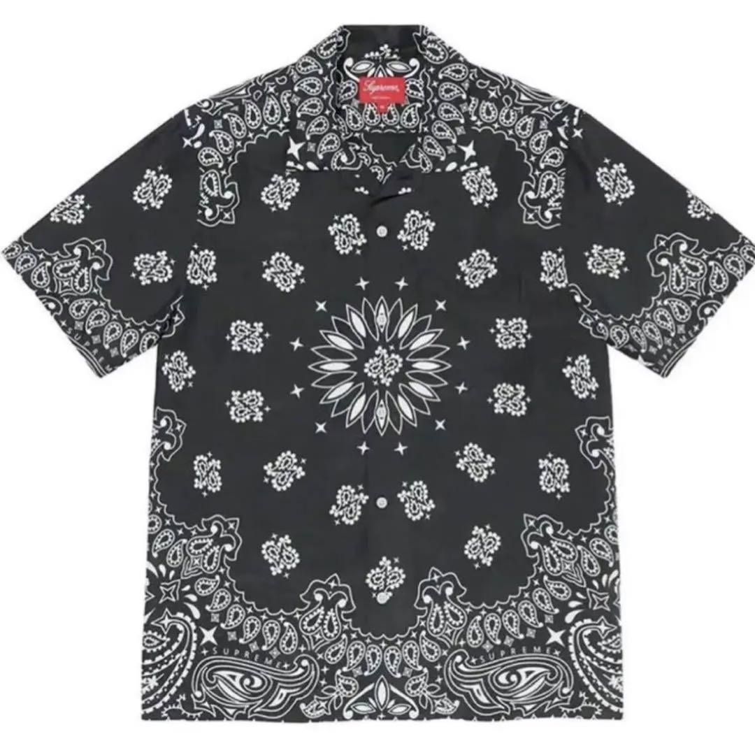 Supreme Bandana Silk S/S Shirt Black シュプリーム バンダナ シルク エスエス シャツ　黒ブラックペイズリー