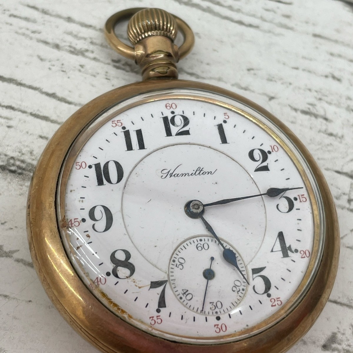  Hamilton карманные часы очень редкий 1900 годы Gold цвет античный механический завод циферблат белый работа товар часы карман часы [3015]