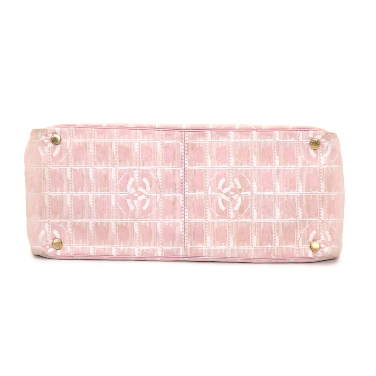 美品 CHANEL シャネル ニュートラベルライン MM トートバッグ ハンドバッグ ナイロン×レザー ピンク系 ココマーク ゴールド金具 _画像4