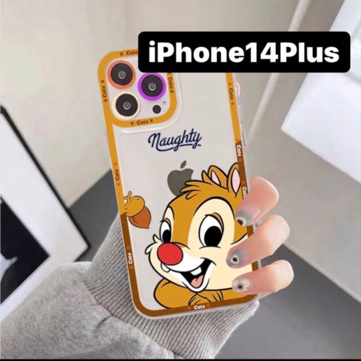 iPhone14Plusケース　カバー　ディズニー　チップとデール　動物　TPU