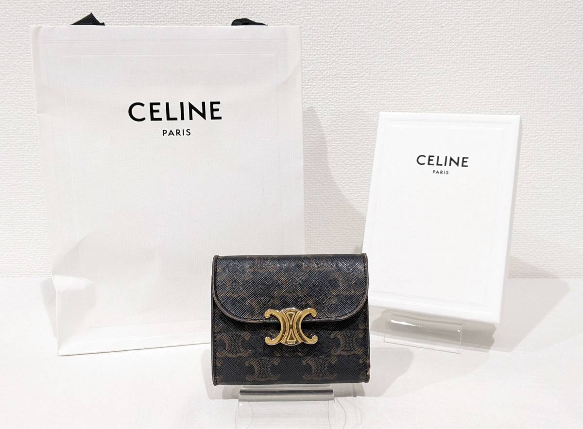 1円～CELINE セリーヌ スモール トリオンフ 三つ折り財布 PVC