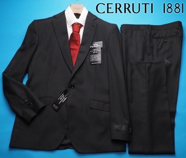 新品10.8万円 大手百貨店扱い 日本製 秋冬『CERRUTI チェルッティ 伊製生地』ウール100% サキソニー起毛 スーツAB5濃灰(C) 1208461 一点物_画像1