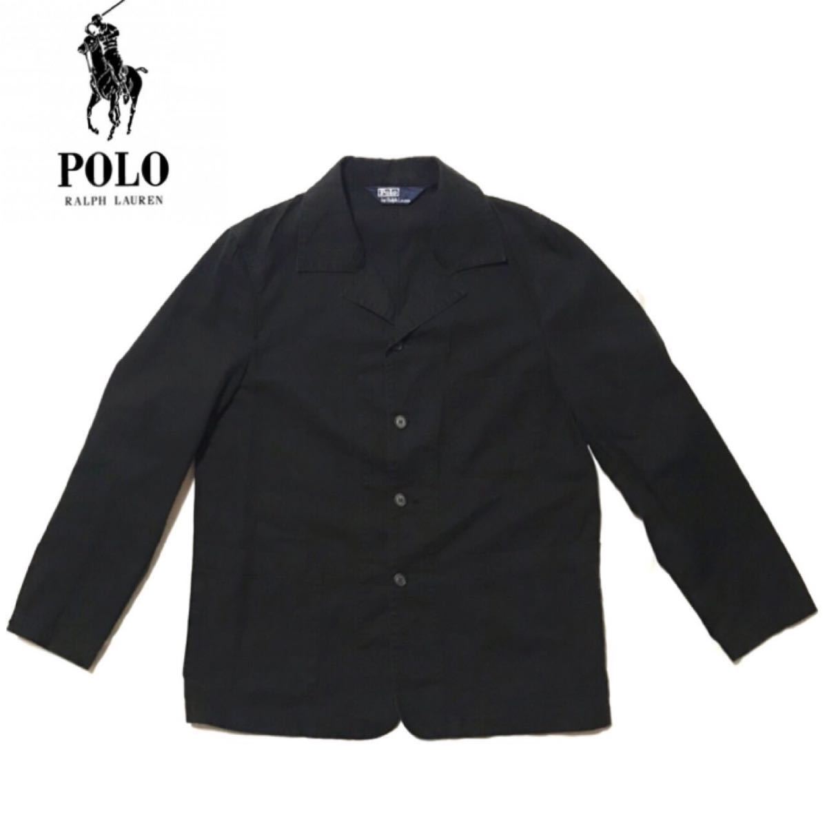 漢の定番 POLO by Ralph Laurenメンズ コットンジャケット 黒 テーラードジャケット ワークジャケット カバーオール LL XL _画像1