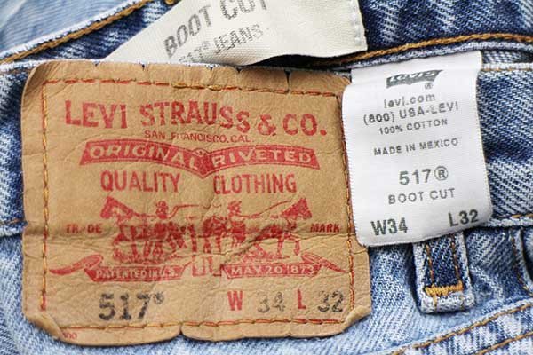 ★00s メキシコ製 Levi'sリーバイス 517 デニムパンツ w34 L32★SDP2168 ブーツカット フレア オールド ジーンズ ストーンウォッシュ ヒゲ_画像6