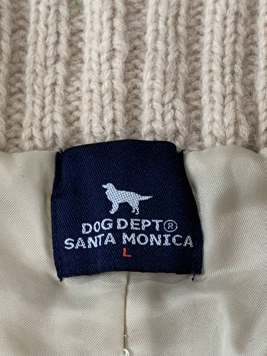 ドックデプト サンタモニカ DOG DEPT SANTA MONICA　ピュアウールカウチンニットジャケット ジップニット ワンちゃん柄 Lサイズ_画像3