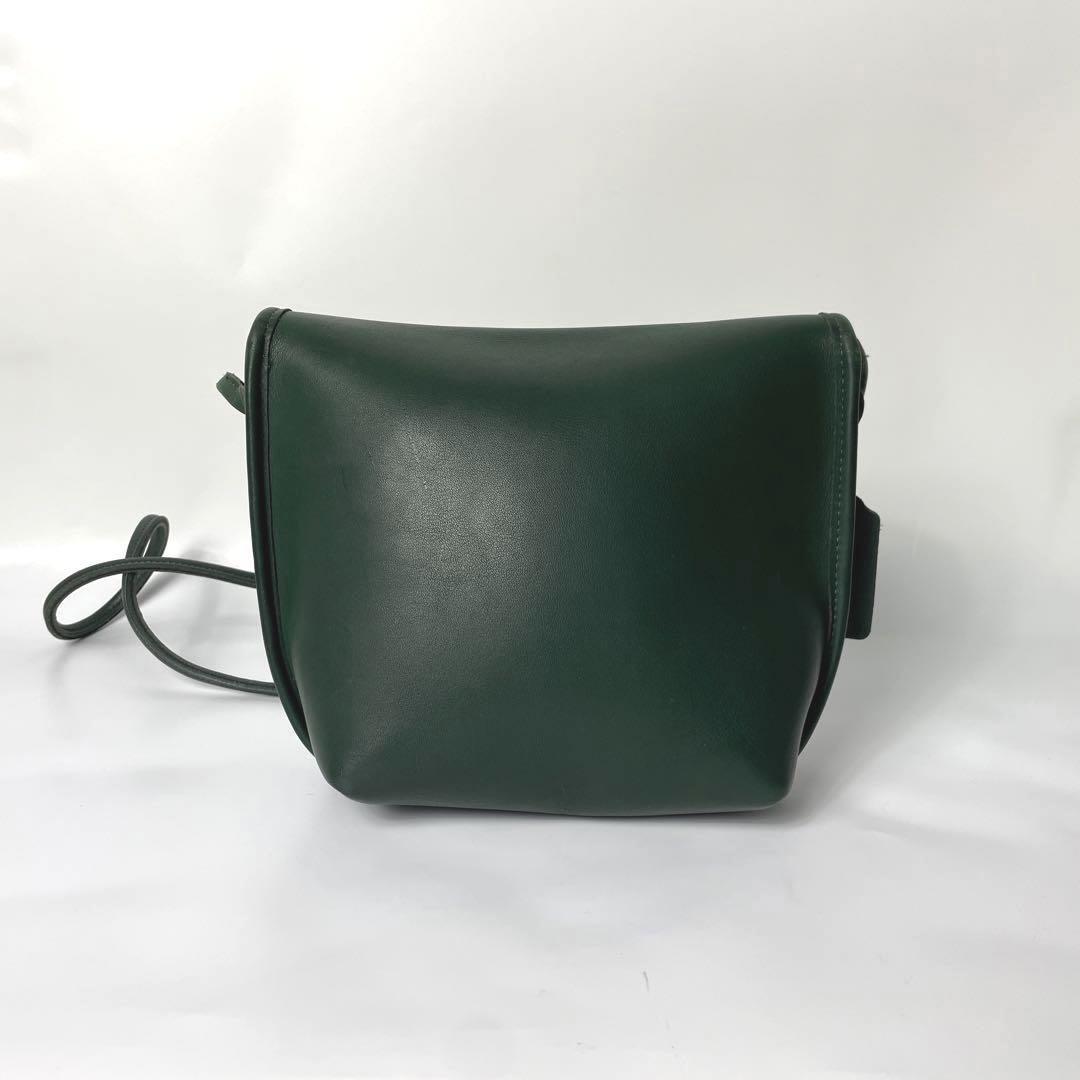 【美品】オールドコーチ グリーン ターンロック オールレザー ショルダーバッグ