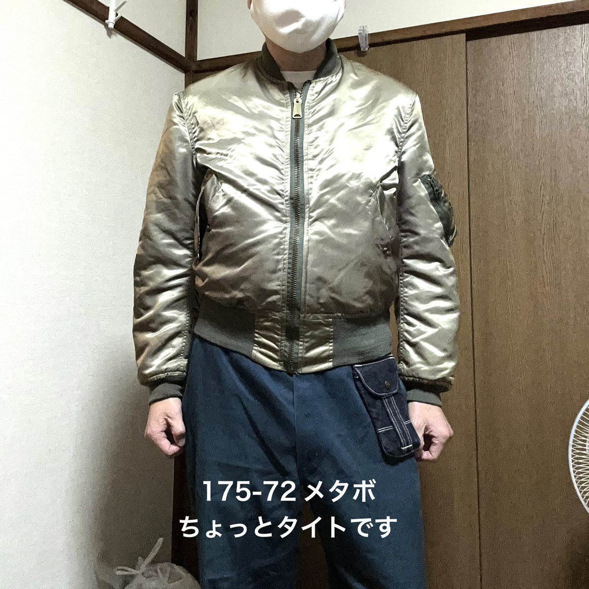 USA製Mサイズ！BRANDED GARMENTS 古着ma-1 フライトジャケット USAFタイプ IDEALジップ リブ虫喰い 小穴 要サイズ状態確認！MA-1ミリタリー_画像3