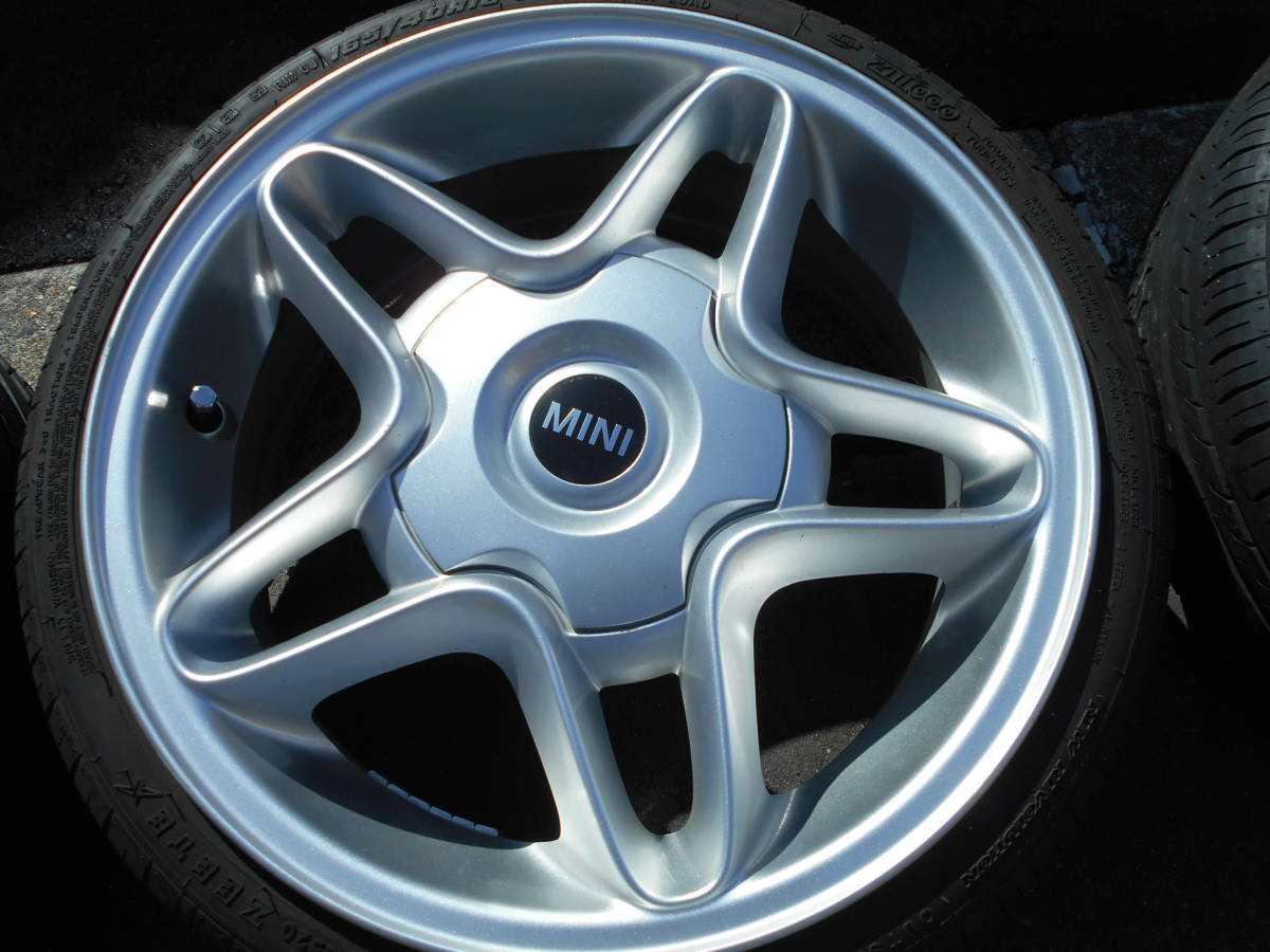 中古 ミニ MINI 純正 16×6.5J+48 PCD100 /4H 165/40R16 4本 軽自動車流用 引っ張り 北海道_画像3