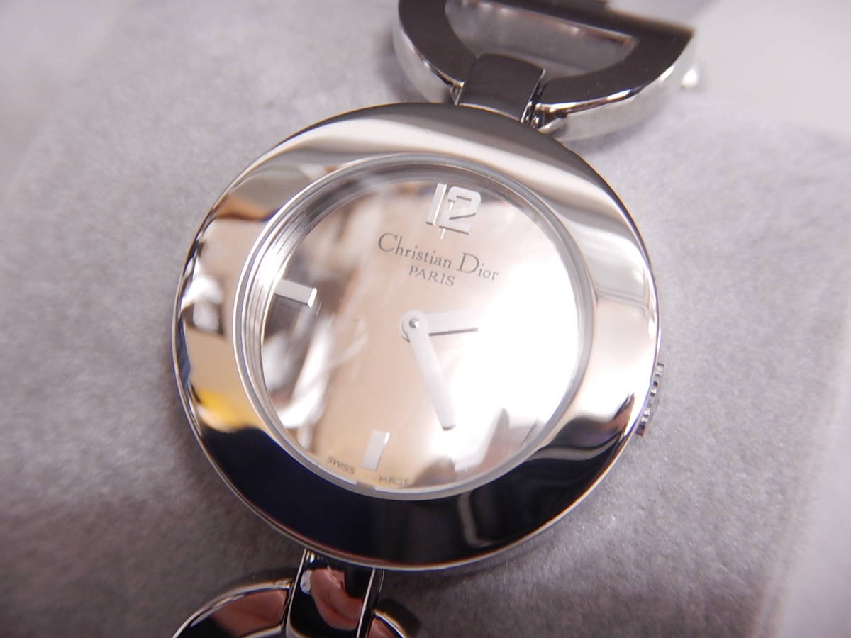 未使用■Christian Dior クリスチャンディオール CD022110 マリス ラウンド SS ブラック文字盤 クオーツ レディース腕時計■_画像1