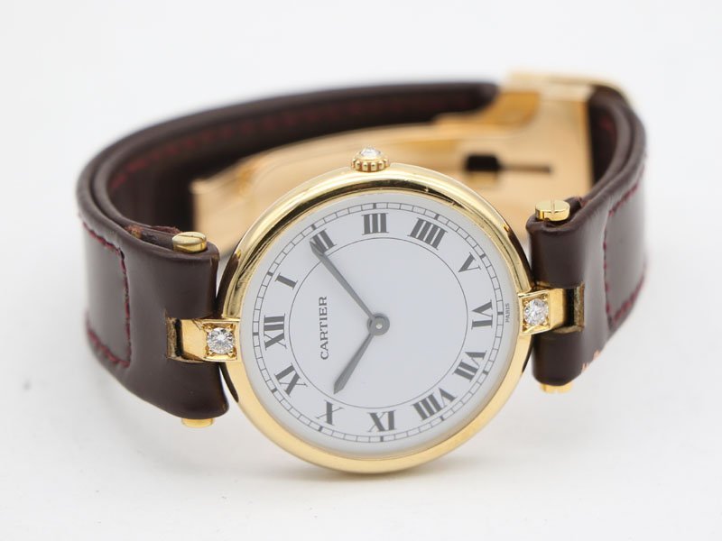 【 カルティエ Cartier 】 腕時計 マスト ヴァンドーム K18YG/革 アイボリー文字盤 クォ―ツ 2Pダイヤ レディース 新着72308-8_画像5