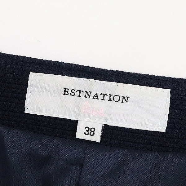  beautiful goods *ESTNATION bis Est ne-shon screw no color jacket & skirt suit setup navy blue navy 36/36