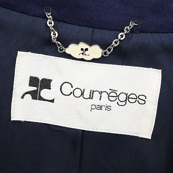 ◆courreges クレージュ ウール ダブル ハーフ コート 紺 ネイビー 9AR_画像5