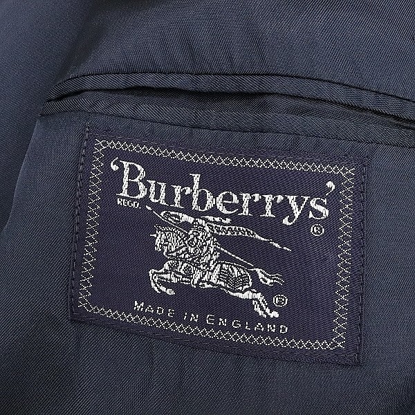  Vintage Britain made *BURBERRYS Burberry gold . double navy blue b leather jacket navy 48R