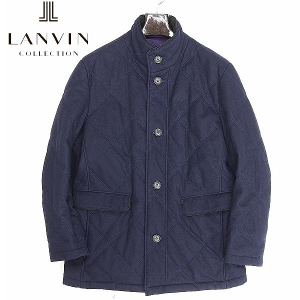 ◆LANVIN COLLECTION ランバン コレクション ウール 中綿 キルティング ジャケット 紺 ネイビー 48