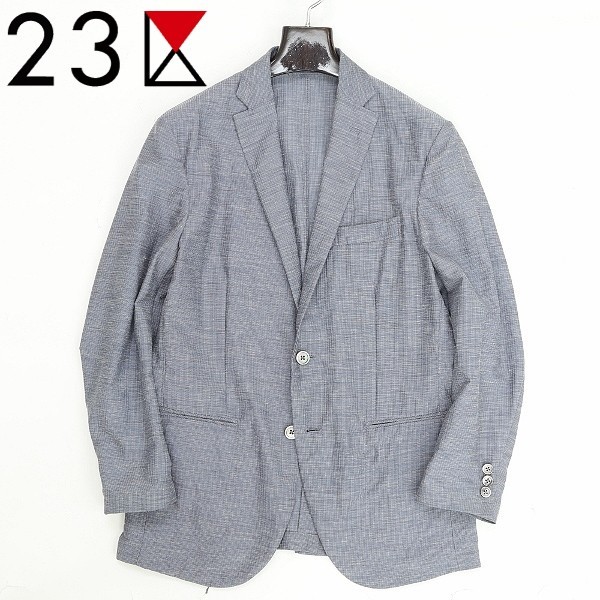 ◆23区 リネン混 2釦 アンコン ジャケット グレー 46