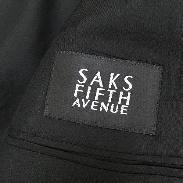 ◆Saks Fifth Avenue サックス フィフス アベニュー×伊VESTIMENTA社 3ピース 1釦 スーツ セットアップ 黒 ブラック 50_画像6