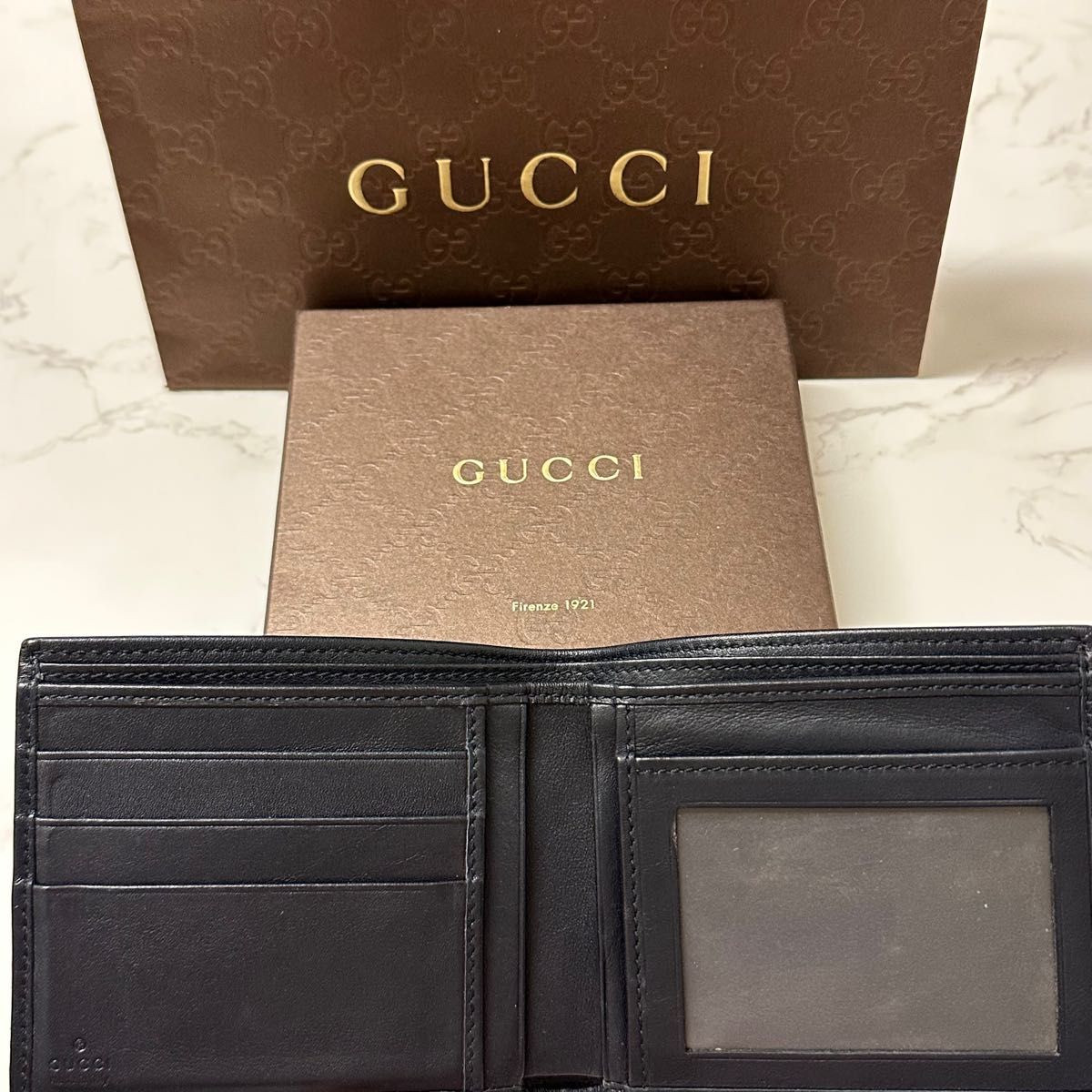 新品未使用 グッチ GUCCI 財布 二つ折り 折り財布 シマレザー シェリー