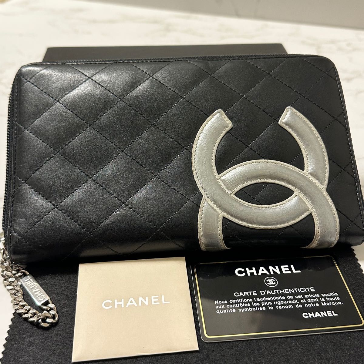 良品！　シャネル　CHANEL 財布　長財布　カンボンライン　ココマーク　ラウンドファスナー