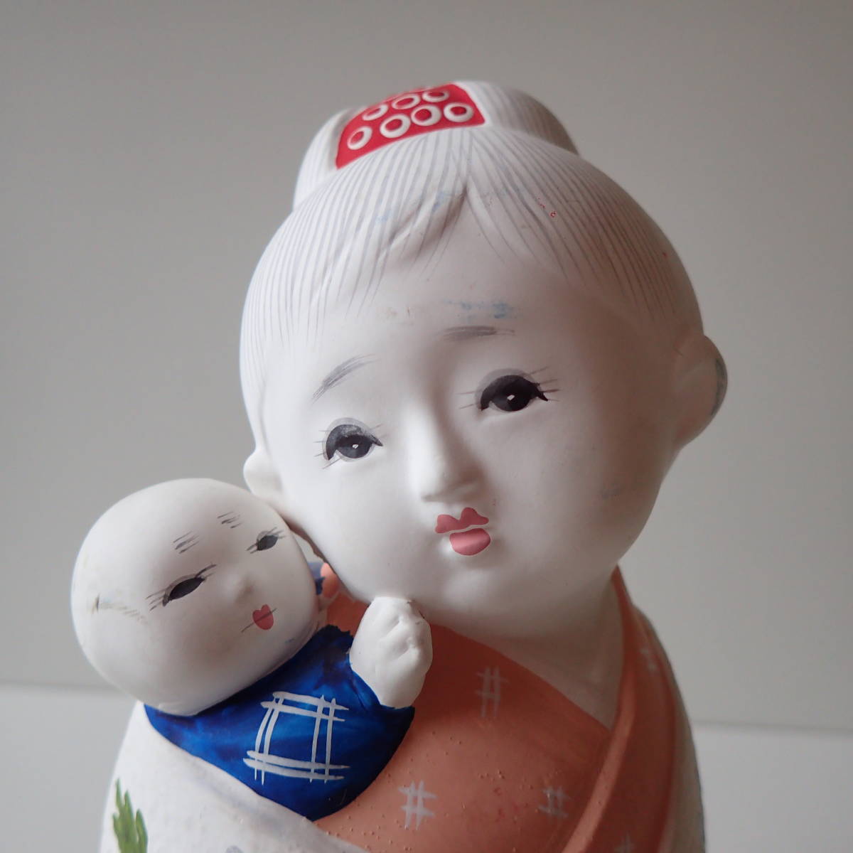 昭和レトロ★博多人形＜母子＞　 陶器製人形 陶器製和風置物　親子　日本人形_画像5