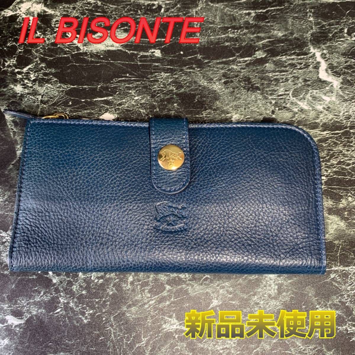 【IL BISONTE】【新品未使用】【訳アリ】ネイビー　長財布　C0782★送料無料_画像1