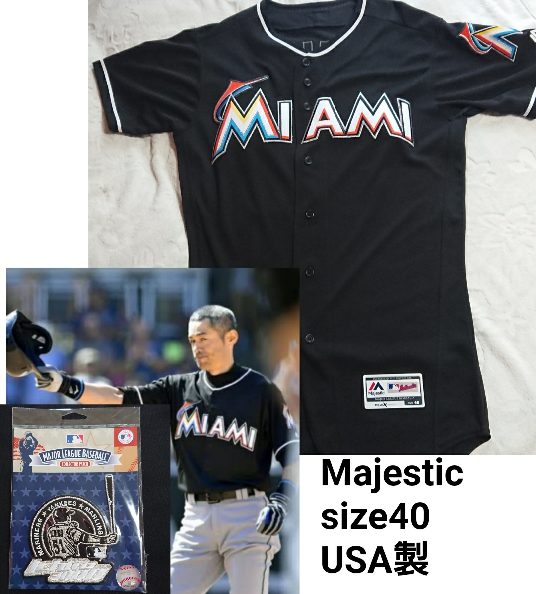 【美品】マジェスティック イチロー #51 マイアミマーリンズ オーセンティックユニフォーム〈40〉MLB/メジャーリーグ/3000/4257本安打/