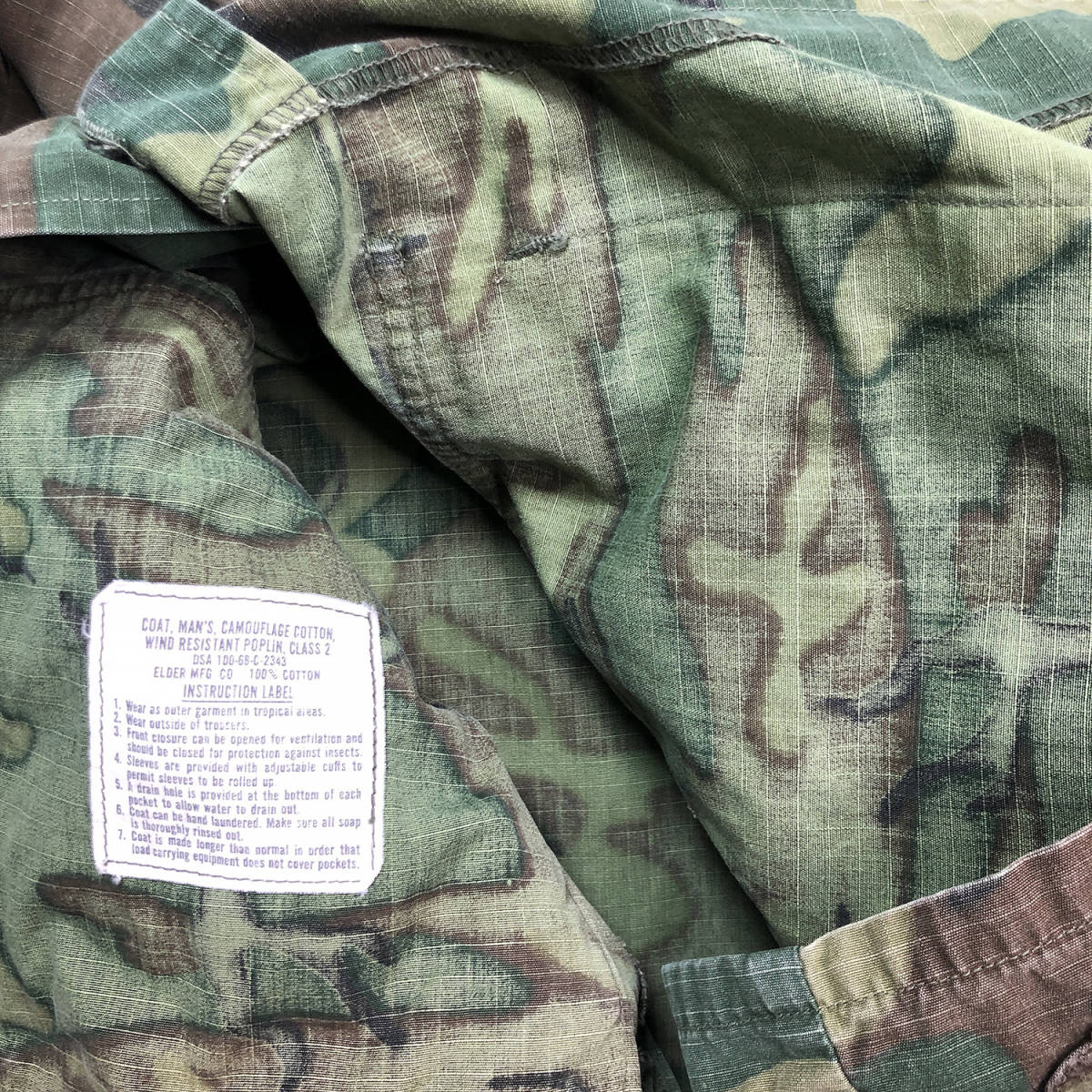 68年 ヴィンテージ U.S.ARMY ERDL ジャングルファティーグ ジャケット リップストップ生地 グリーンリーフカモ ベトナム戦 メンズS  AG0011