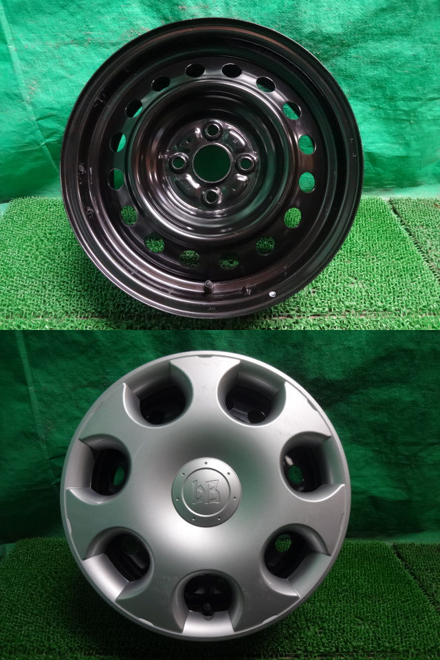 トヨタ純正30bB●15×6J +39 4H PCD100 鉄ちん 鉄ホイール 中古スチールホイール4本●メ75_2本目