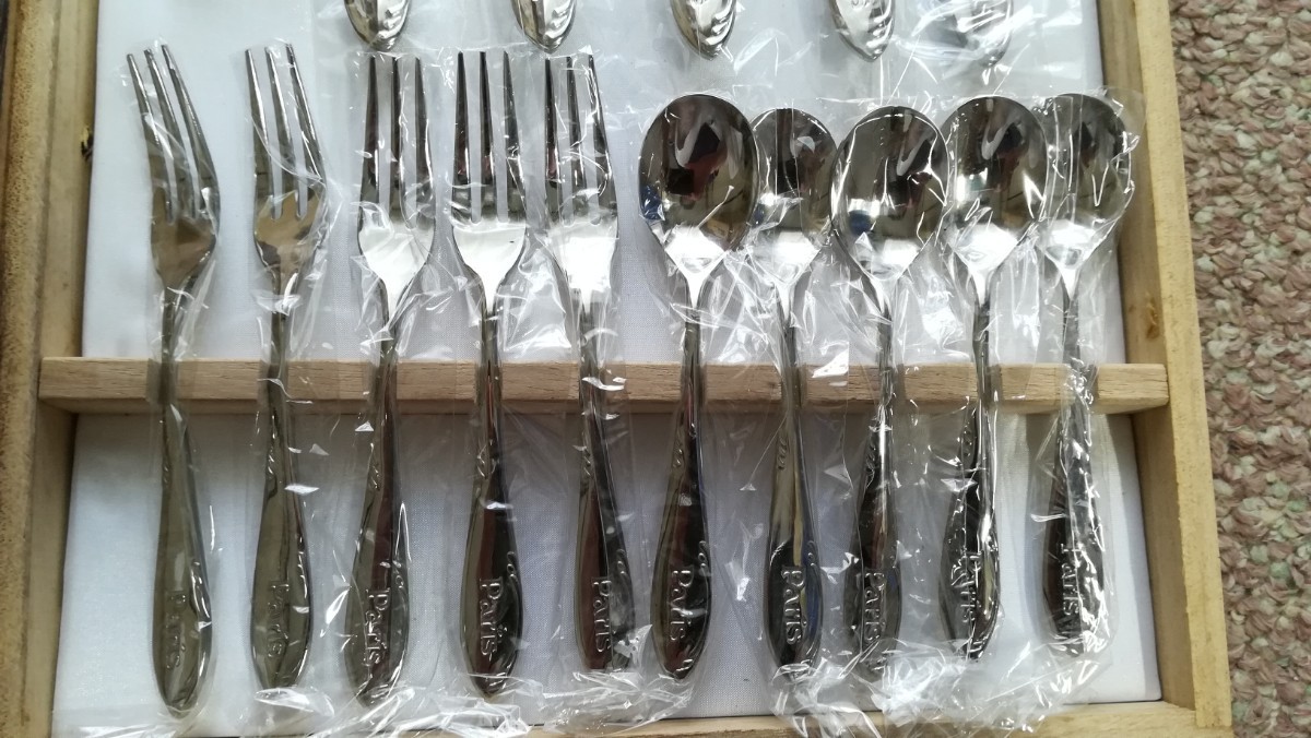 [ unused goods ]Paris Paris s.. boxed cutlery set (26ps.@)!! | spoon, Fork, knife set!!