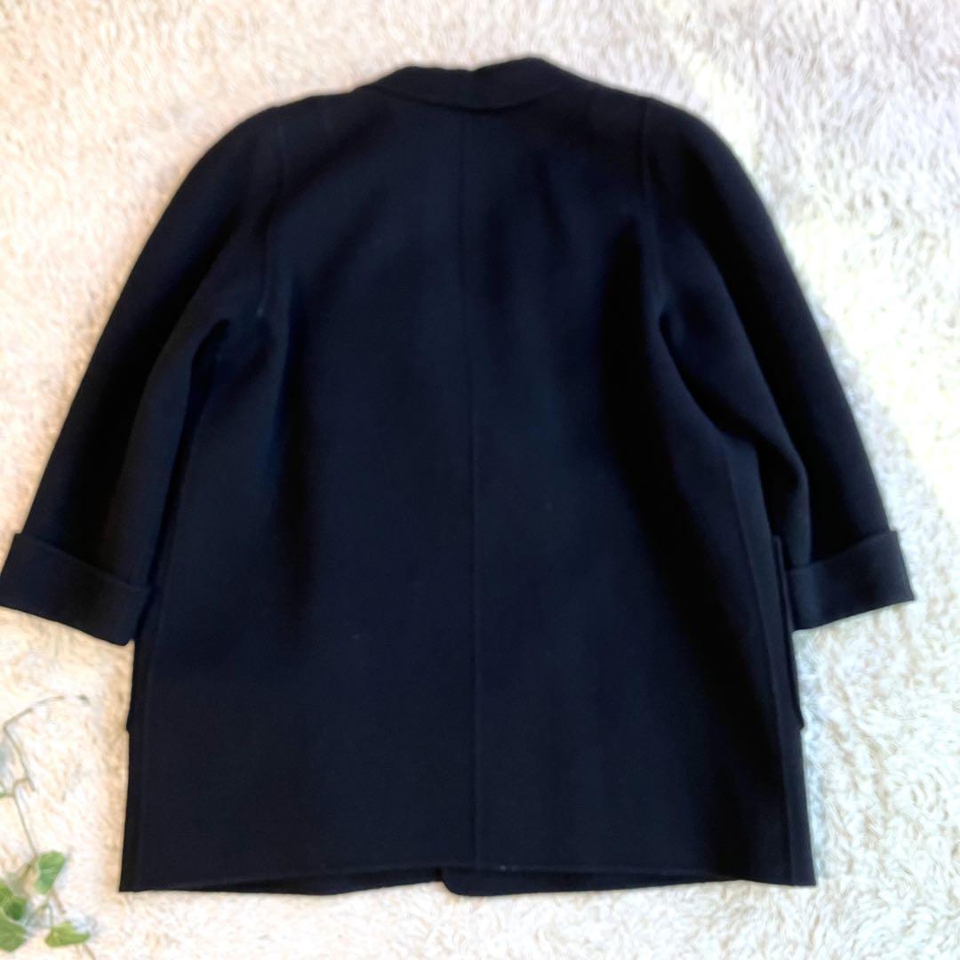 leilianレリアン 黒ロングコート ウール100 13＋ XL相当 大きいサイズ