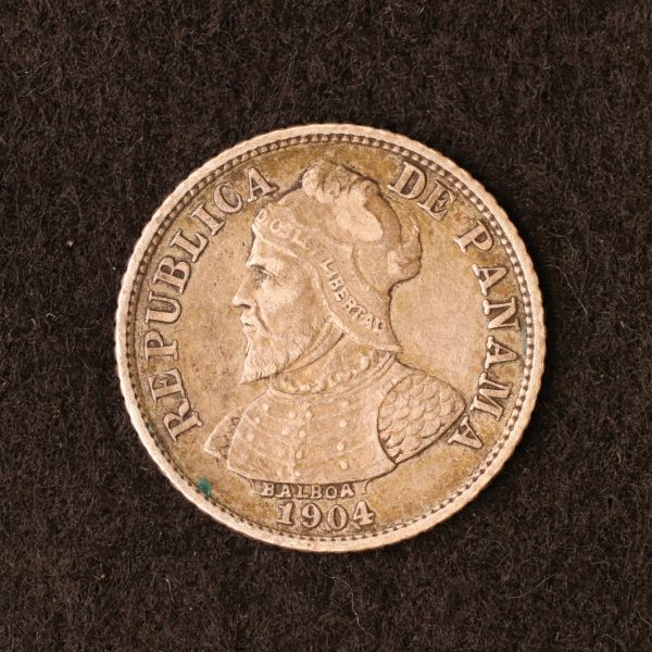 KM#2/パナマ バルボア 5 Centesimos銀貨（1904）[E2718]コイン　_画像1