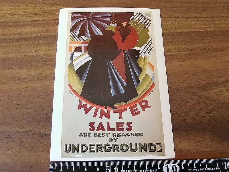 ポストカード1枚★★★Winter Sales reached by Underground　■London Transport Museum 交通博物館★1923年ポスターの復刻★概ね状態良好_画像2