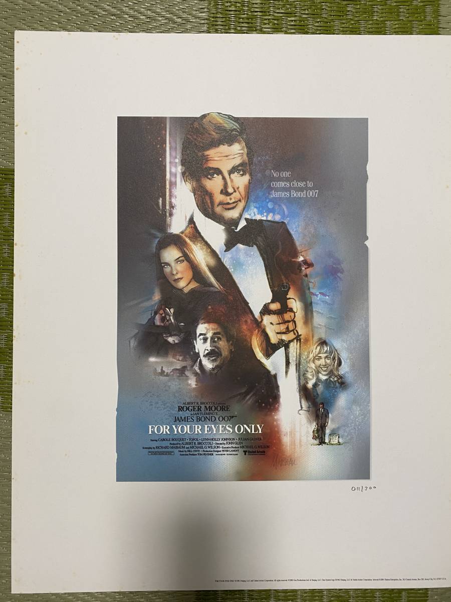 007 James Bond lithographs by Jeff Marshall（007/ユア・アイズ・オンリー、リトグラフ（石板画） Number 11 of 300 _画像1