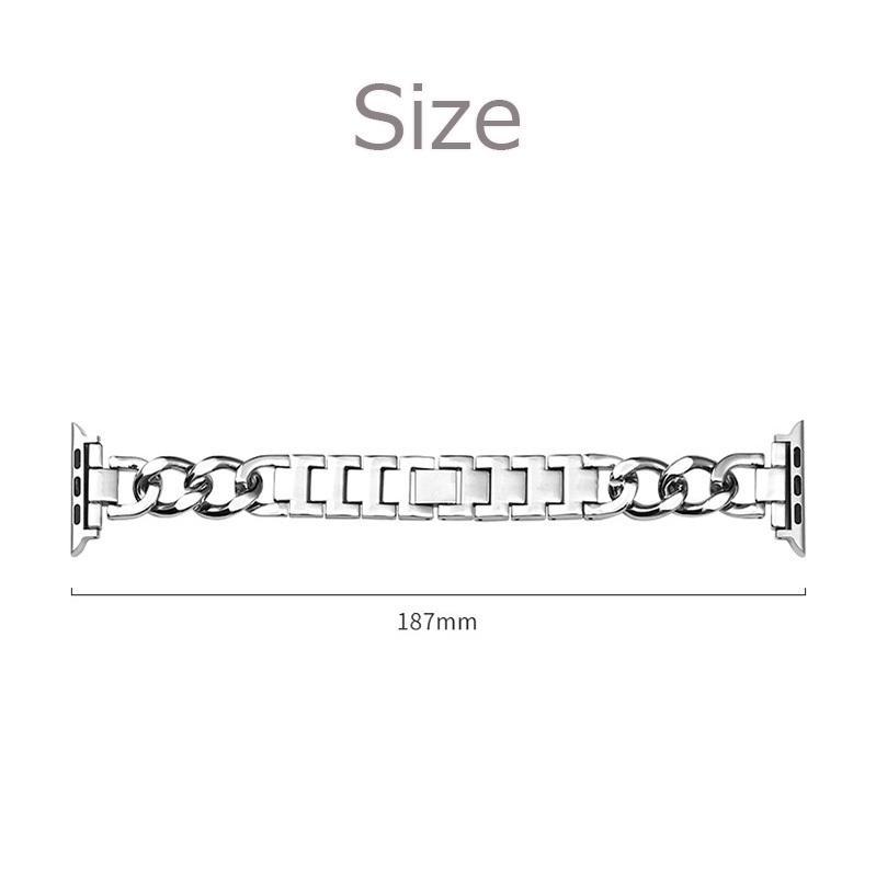 Apple watch バンド band 42mm 44mm シルバー ベルト チェーン レディース 女性 新品 アップルウォッチ Series1 2 3 4 5 6 SE 長さ調整可能_画像6