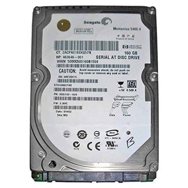 ST9160827AS Seagate 160GB 5400RPM SATA 3.0 Gbps 2.5 inch Momentus Hardのサムネイル