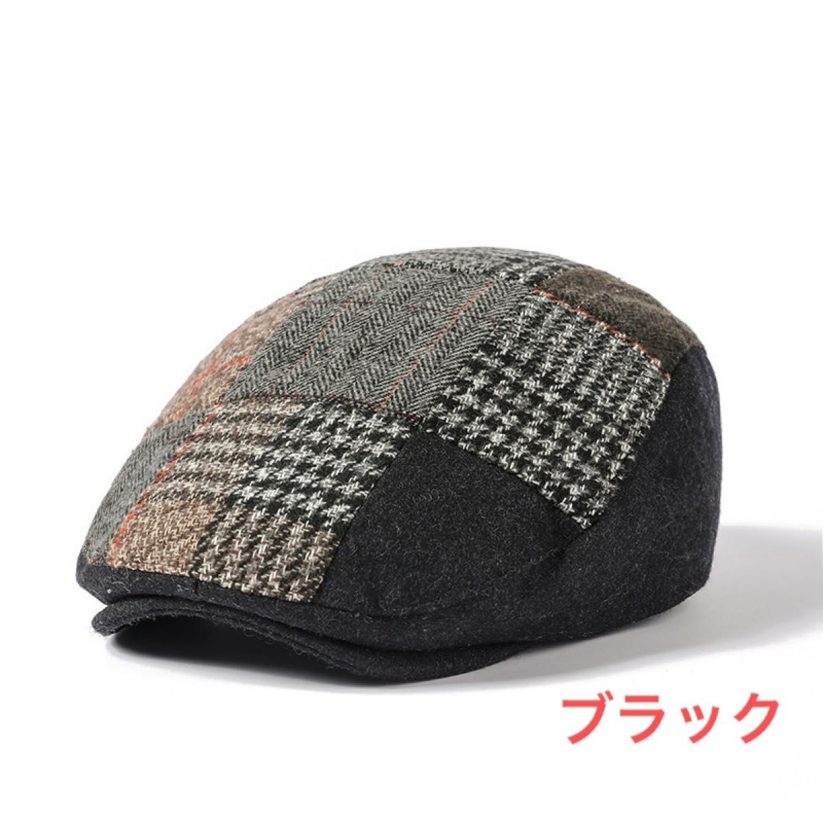 秋冬　最新モデル　帽子　ベレー帽　ハンチング 帽子 レトロフレンチ キャップ   チェック柄 男女兼用　ブラック