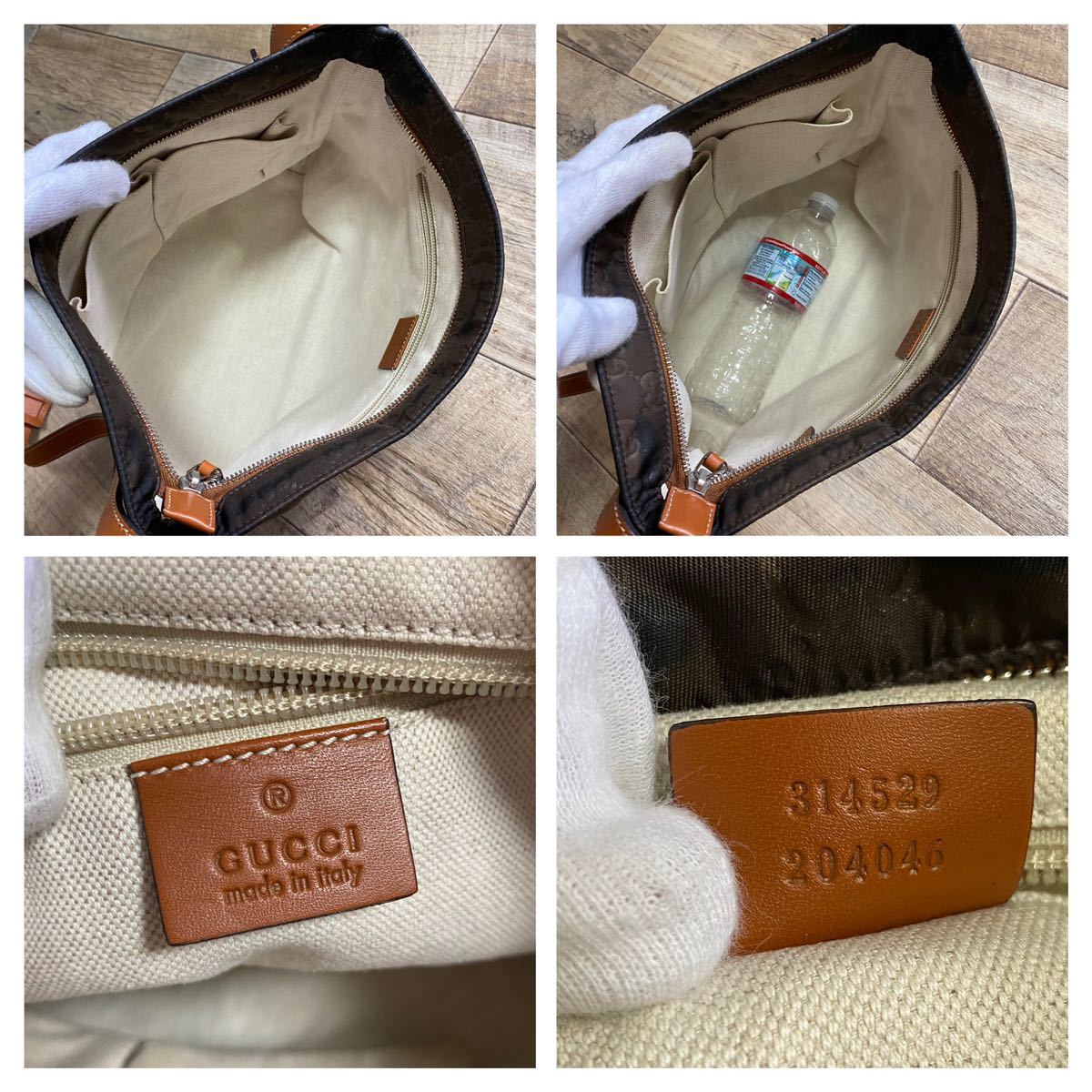 本物 GUCCI グッチ GG柄 ナイロン レザー ショルダーバッグ ブラウン 斜めがけ ボディバッグ ミニショルダー ポシェット メンズ レディースの画像10