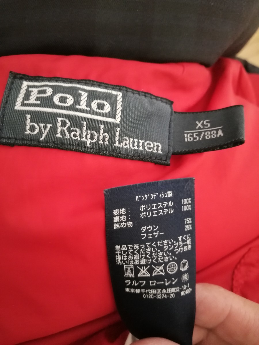 国内正規品　極美品　ポロラルフローレン　POLORALPHLAUREN ダウンベスト XS ブラックウォッチ　チェック柄　フード取り外し