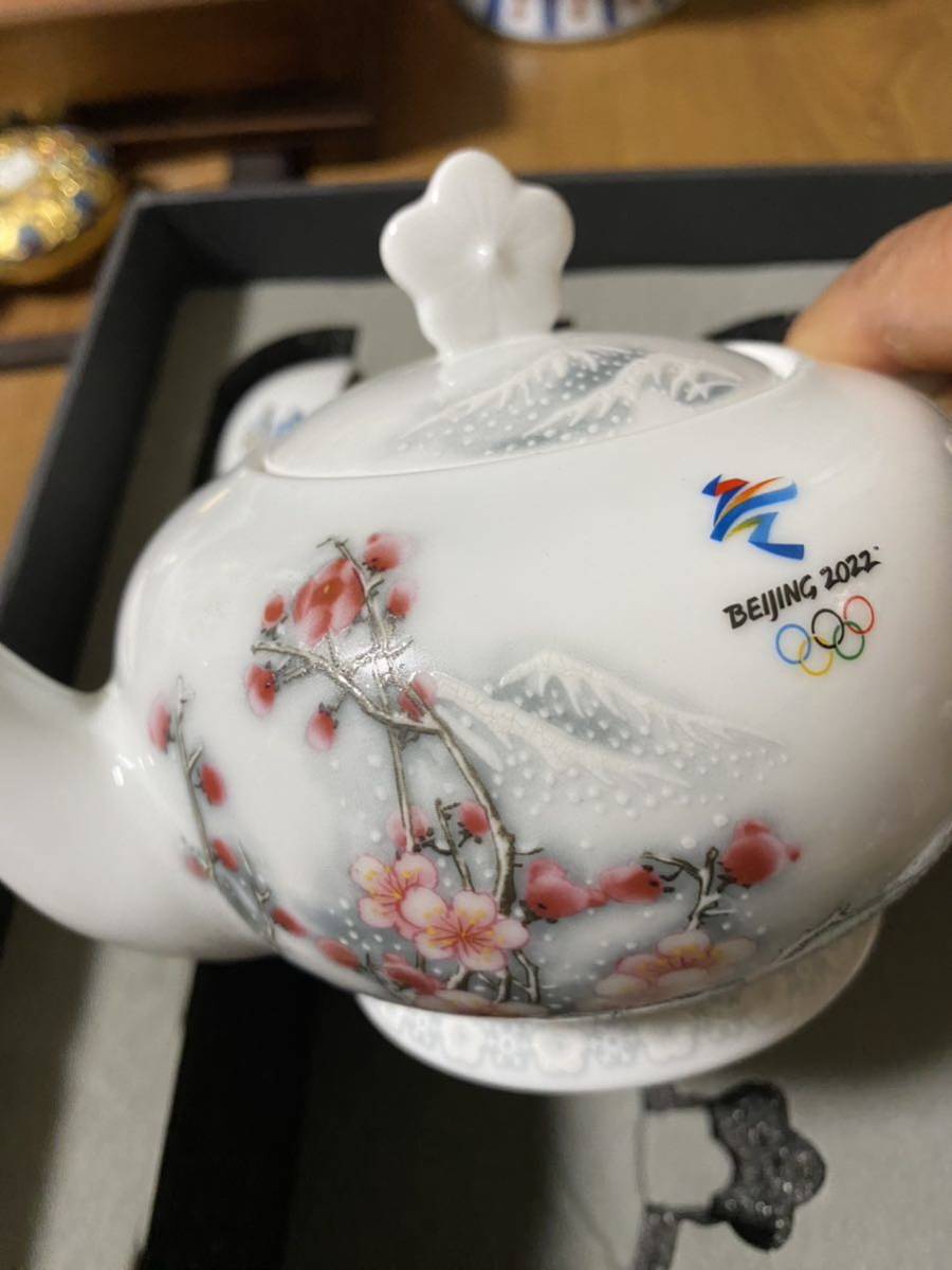 中国美術景徳鎮煎茶道具 茶器 記念品新品箱蓋無